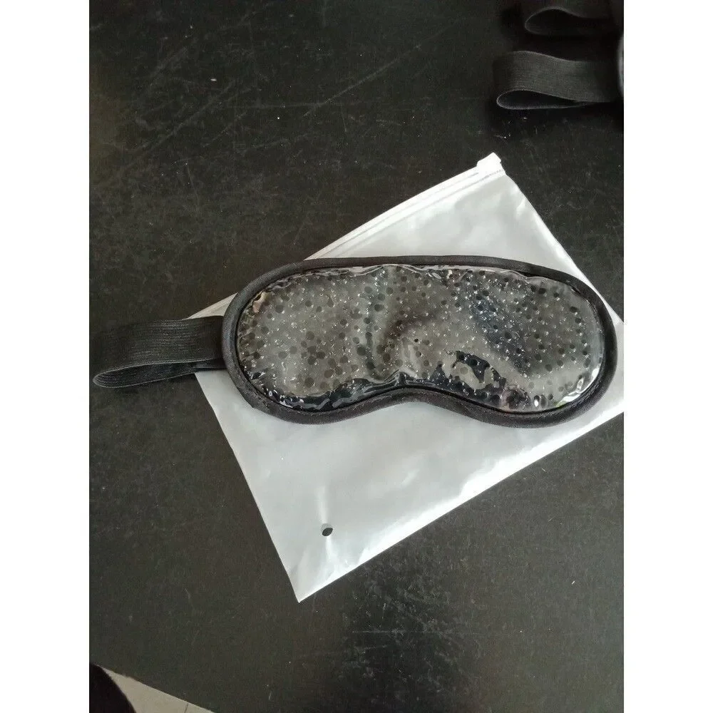 sleeping eye mask hot/cold beads black velour adjustable